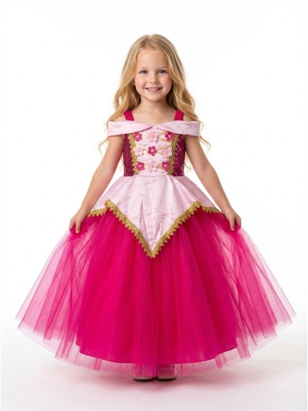 Girls Aurora Inspired Princess Dress Costume (Size 5)